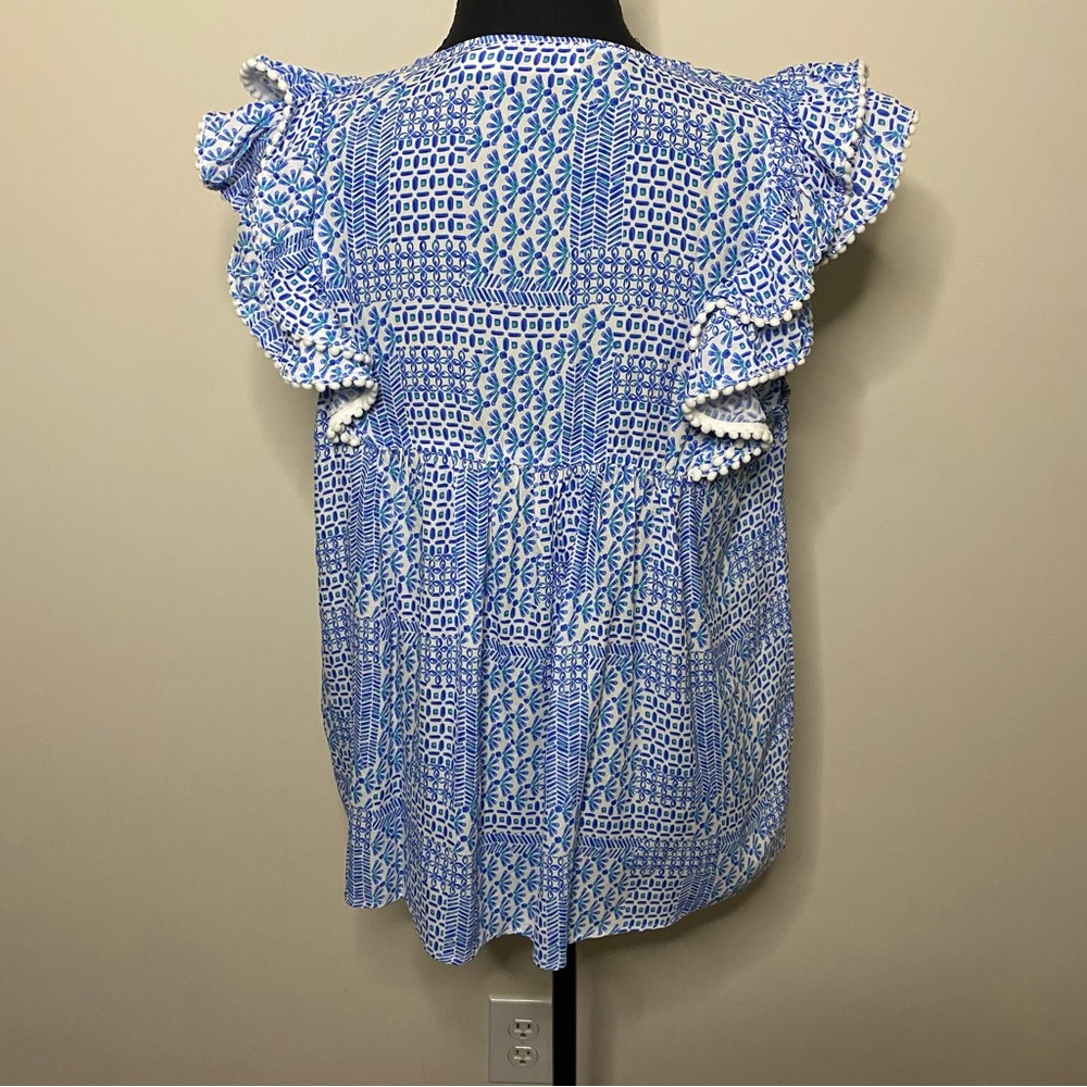 Vineyard Vines Women's Blue Patchwork Ruffle-Slee… - image 6